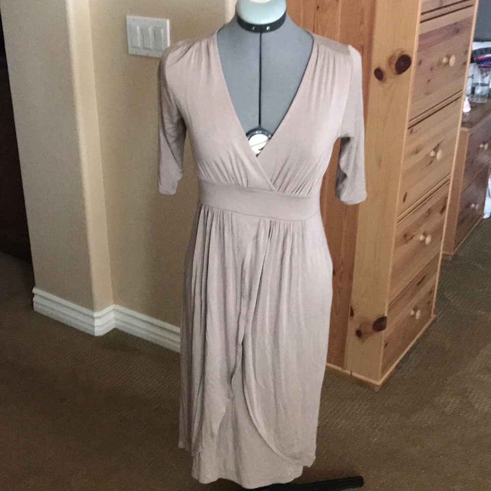 Beige, long , tulip style dress